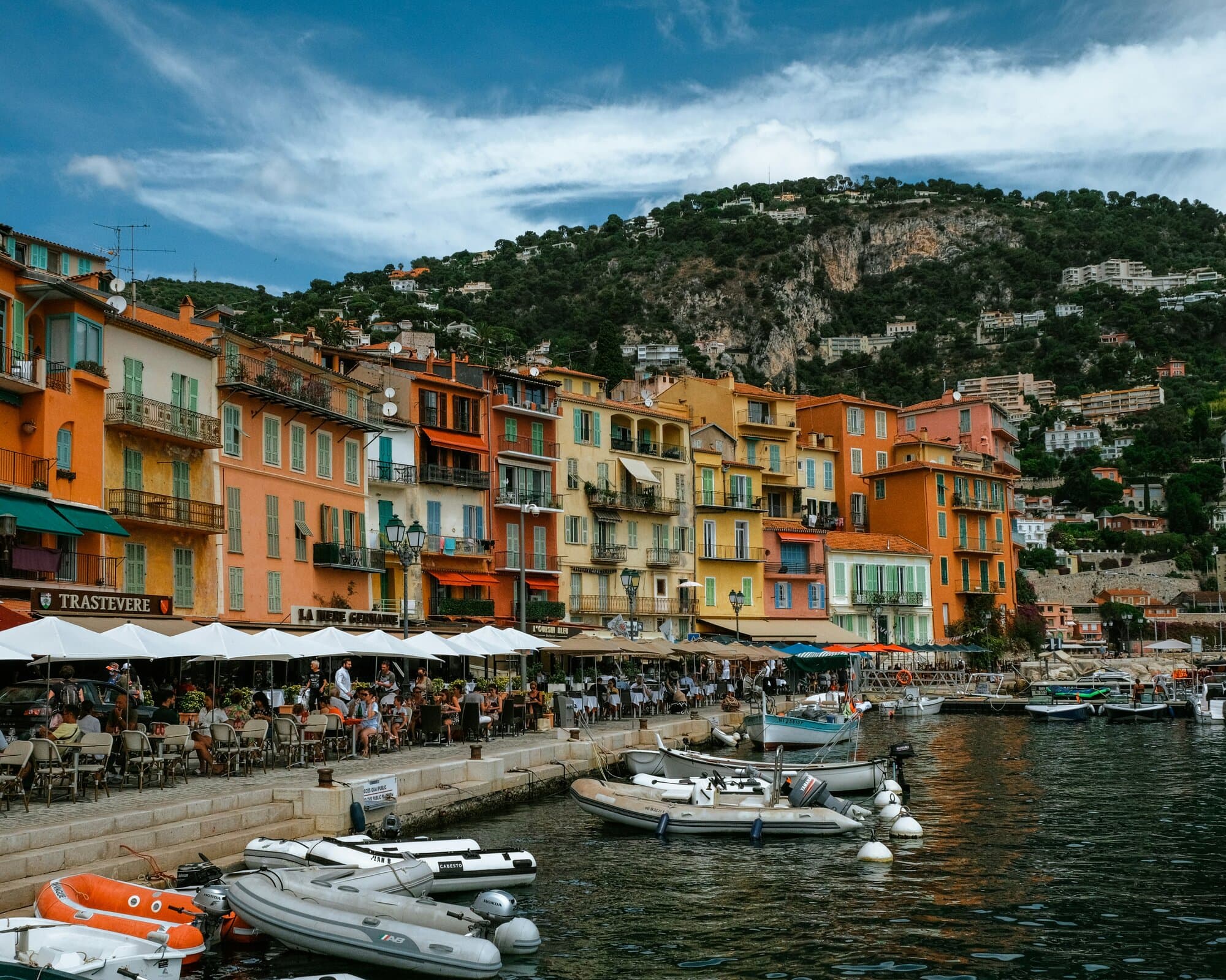 Villefranche-sur-Mer harbor — the colored facades and Quai de l'Amiral Courbet used in Never Say Never Again and the opening of Ronin.