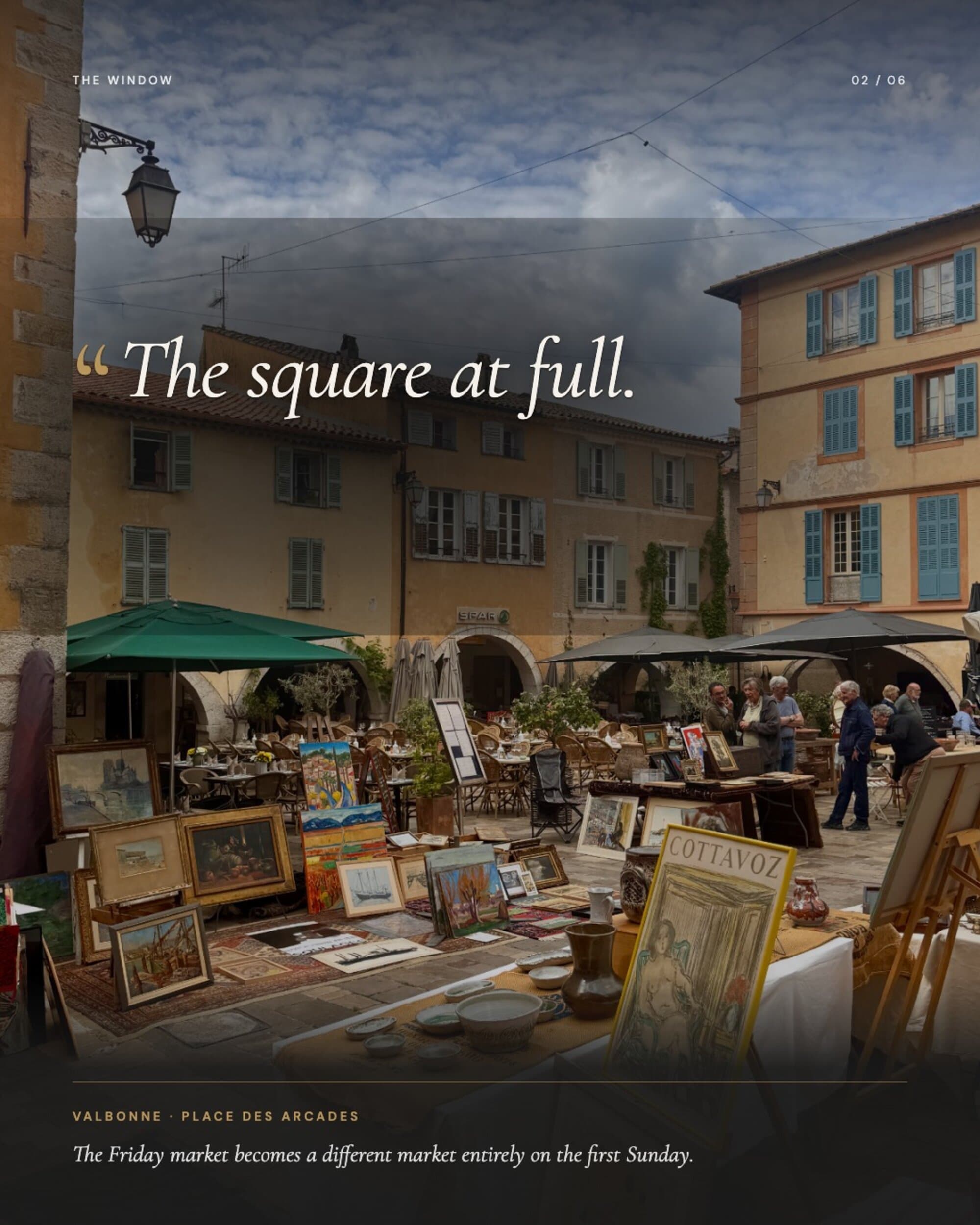 Place des Arcades, Valbonne — the seventeenth-century arcaded square where the brother-fight scene from French Kiss was filmed.